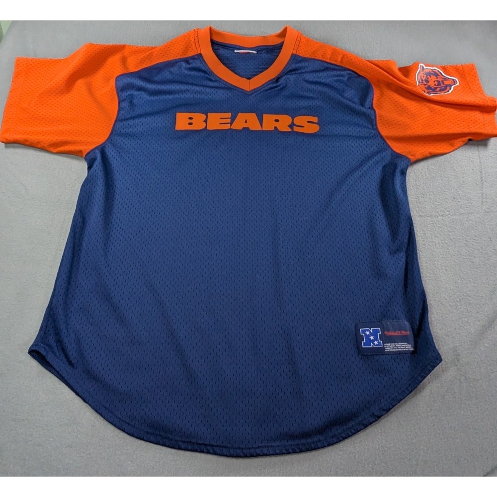 Mitchell & Ness Mens Chicago Bears Mesh‎ Jersey Shirt XLT Navy Blue Orange